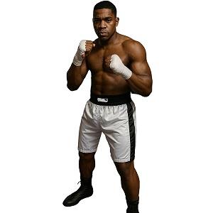 FIGHT-FIT - Short de Boxe / Blanc-Noir / Medium