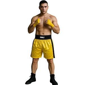 FIGHT-FIT - Short de Boxe / Jaune-Noir / Medium