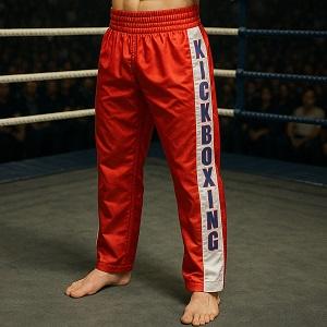 FIGHT-FIT - Pantalon de Kick-boxing / Satiné / Rouge / Small