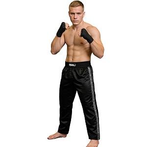 FIGHT-FIT - Pantalon de Kick-boxing / Satiné / Noir / Medium