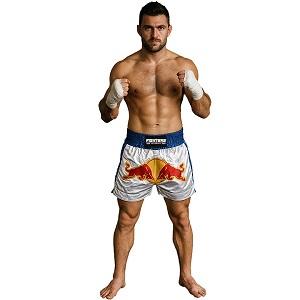 FIGHTERS - Shorts de Muay Thai / Bulls  / Blanc-Bleu / XL