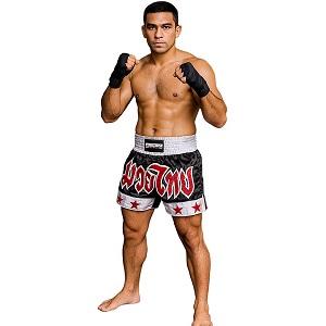 FIGHTERS - Shorts de Muay Thai / Noir-Blanc / Medium