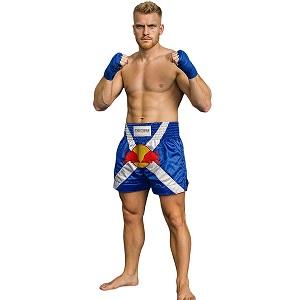 FIGHTERS - Shorts de Muay Thai / Bulls / Bleu-Blanc / XL