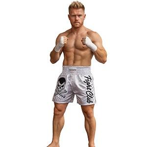 FIGHTERS - Muay Thai Shorts / Fight Club Skull / Blanc / Small