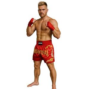 FIGHTERS - Shorts de Muay Thai / Rouge-Or / Small