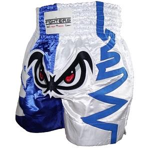 FIGHTERS - Muay Thai Shorts / No Fear / Blanc-Bleu / XL