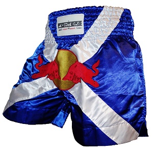 FIGHTERS - Shorts de Muay Thai / Bulls / Bleu-Blanc / XL