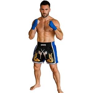 FIGHTERS - Shorts de boxe thai / Elite Fighters / Noir-Bleu / Medium