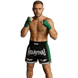 FIGHTERS - Shorts de boxe thai / Elite Muay Thai / Noir-Vert / Medium