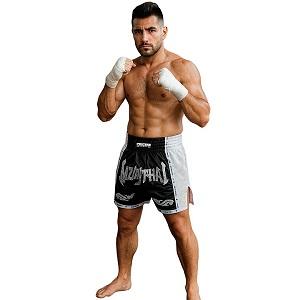 FIGHTERS - Shorts de boxe thai / Elite Muay Thai / Noir-Blanc / Medium
