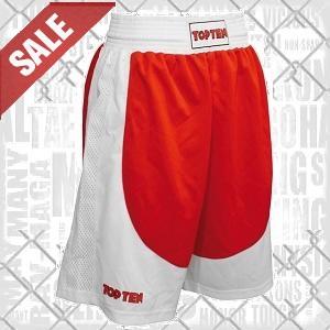 Top Ten - Short de Boxe Homme / Rouge-Blanc / Medium